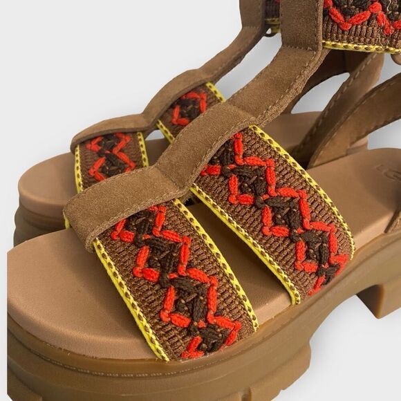 UGG Ashton Heritage Braid Chestnut Leather Strap Womens Sandals size US 8 New - Picture 3 of 9